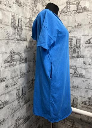 Синее платье платье с капишоном и карманами по бокам2 фото