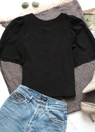 Черная плотная блуза с коротким рукавом размер л 40 h&m черная футболка1 фото