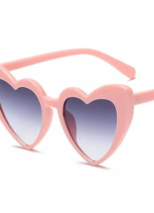 Окуляри жіночі сонцезахисні котяче око серце в рожевій оправі