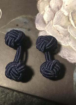 Текстильные запонки синего цвета