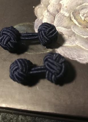 Текстильные запонки синего цвета