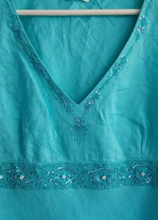 Кофточка блузка актуальна блакитна фірмова без рукавів під піджак льон2 фото