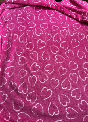 Розовый халат в сердечках теплый нежный с карманами и поясом на запах7 фото