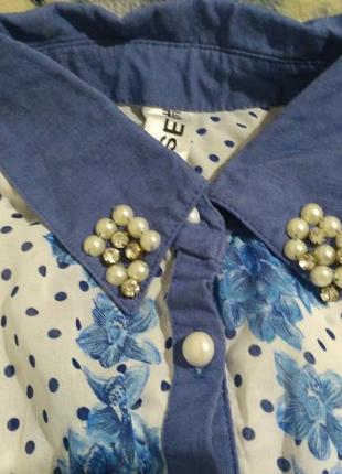 Легка шифонова сорочка-блуза з красивим коміром2 фото