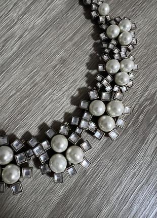 Ожерелье с жемчугом и кристаллами zara2 фото
