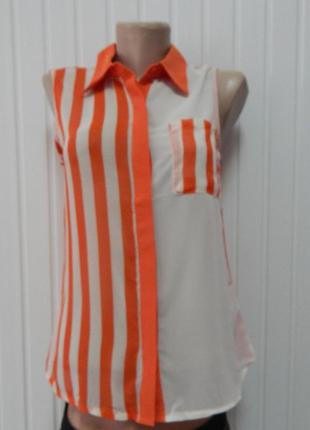 Шифоновая оранжевая блуза безрукавка in style р.m
