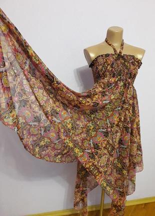 Классное пляжное шифоновое платье сарафан туника парео. размер 46.7 фото