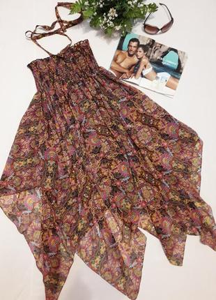 Классное пляжное шифоновое платье сарафан туника парео. размер 46.8 фото