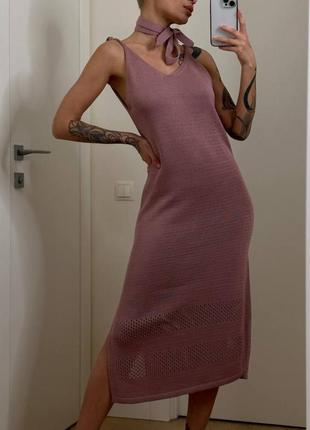 Сукня літня в'язана італійська пряжа бавовна 🌿8 фото