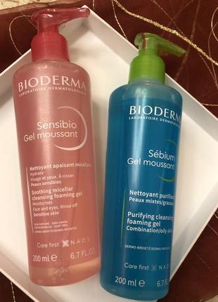 Гель для умывания bioderma блакитний