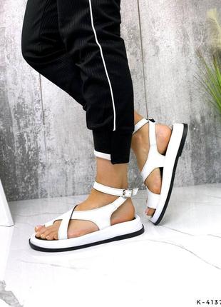 Босоніжки натуральні , білий, натуральна шкіра