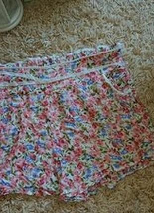Женские легкие шорты в цветочек хлопок р.42/443 фото