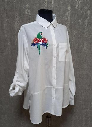 Сорочка,рубашка ,блуза біла бавовняна 100%бавовна,легка ,літня з вишивкою.