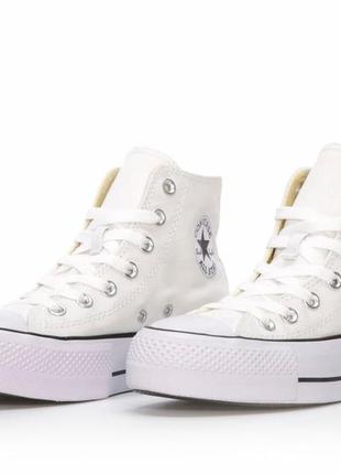 Кеды на платформе высокие белые converse chuck taylor all star platform hi white2 фото