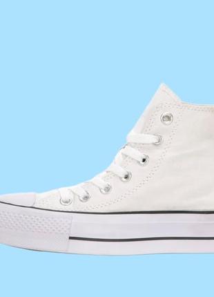 Кеды на платформе высокие белые converse chuck taylor all star platform hi white9 фото