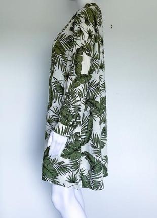 Натуральна віскозна сукня оверсайз з довгим рукавом туніка в тропічний принт2 фото