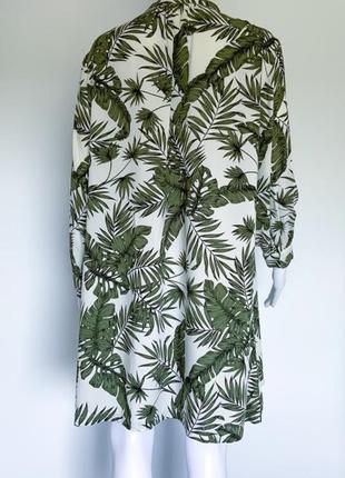 Натуральна віскозна сукня оверсайз з довгим рукавом туніка в тропічний принт3 фото