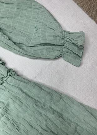 Зеленый мятный ромпер комбинезон с шортами, открытая спина7 фото
