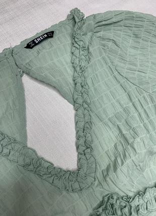 Зеленый мятный ромпер комбинезон с шортами, открытая спина8 фото