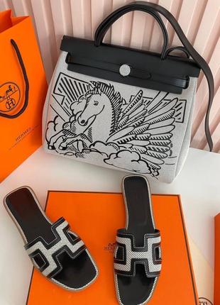 Шикарна сумка hermes herbag с пегасом с конем