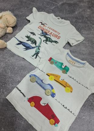 Біла футболка  кольоровий принт динозавр h&m