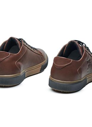Мужские кожаные кеды / туфли levis, чоловічі кеды, натуральна шкіра, колір коричневий