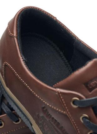 Мужские кожаные кеды / туфли levis, чоловічі кеды, натуральна шкіра, колір коричневий