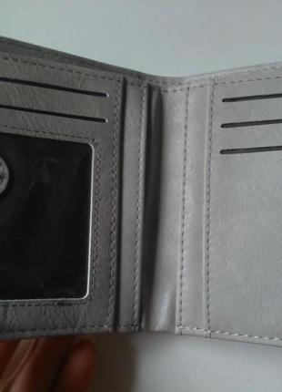 Новый идеальный много вместительный серый короткий кошелек7 фото