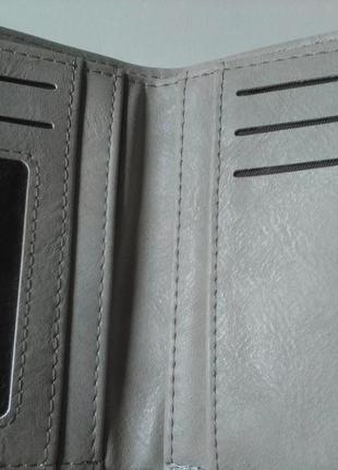 Новый идеальный много вместительный серый короткий кошелек8 фото