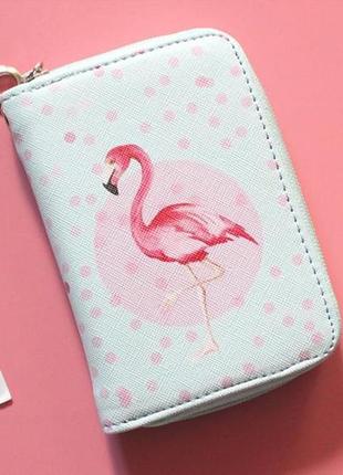 Хіт! новий модний короткий гаманець рожевий фламінго на блискавці