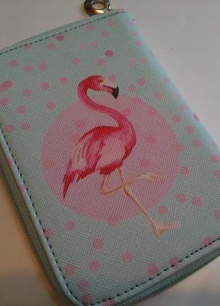 Хіт! новий модний короткий гаманець рожевий фламінго на блискавці4 фото
