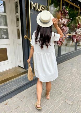 Повітряна літня сукня з коротким рукавом біла легка сукня жіноча на літо коротка літня сукня 42-46 48-50 розмір3 фото