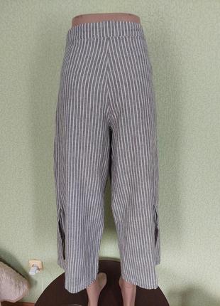 Ллянні брюки кюлоты з розрізами5 фото
