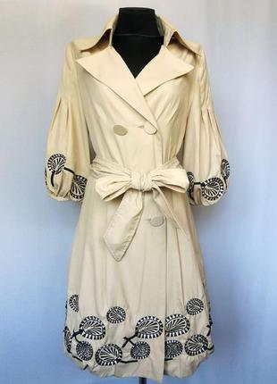 Italy style. стильный плащ, шикарная вышивка. новый, р. l