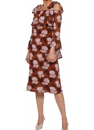Стильне плаття міді в квітковий принт ganni платье в цветочный sandro maje2 фото