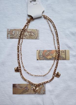 Новое ожерелье колье тренд shein подвеска кулон набор золотая бабочка2 фото