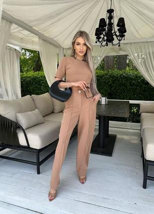 🎨4 цвета! шикарный женский брючный костюм ❤️ брюки женский мокко какао кемел