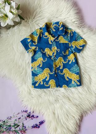 Стильная льняная рубашка m&amp;s мальчику 1-1.5 роки