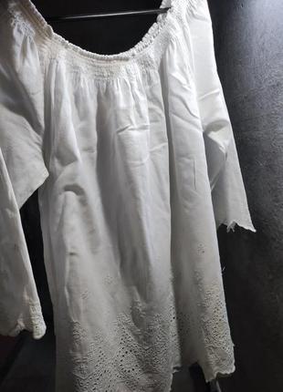 Сорочка вышиванка блузка блуза свободного кроя белая7 фото
