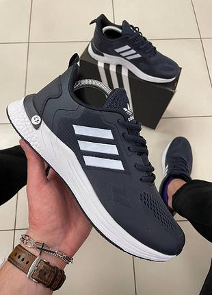 Летние мужские темно синие кроссовки в сетку adidas 🆕 адидас