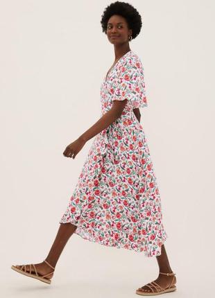 Marks&spencer платье миди на запах в цветочный принт м2 фото