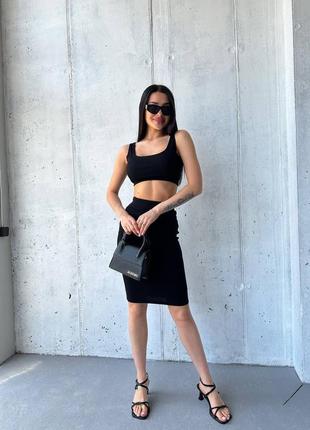 🎨4 цвета! шикарный женский костюм рубчик черная юбка юбка мыды меди