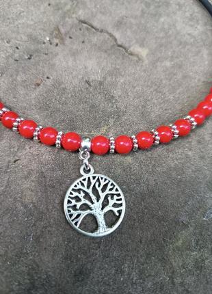 Чокер ожерелье из коралла и дерево жизни.2 фото