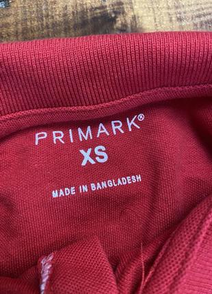 Мужская хлопковая футболка (поло) primark (примарк хс-срр идеал оригинал красная)4 фото