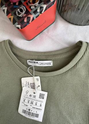 Платье по фигуре от pull &amp; bear, ткань-вафелька облегающая фисташковая5 фото