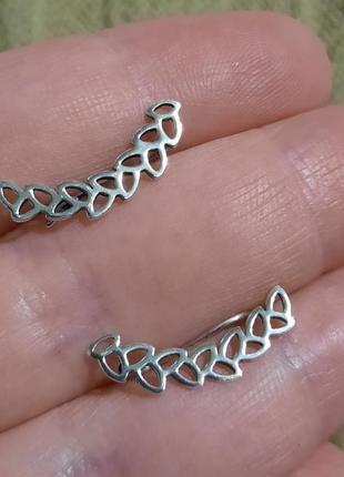 Серьги - каффы, серебро