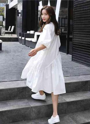 Біле бавовняне плаття сукня- балон, нове, розмір  s/m.