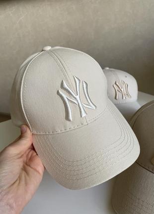 Кепка бейсболка беж бежевая ny new era нью ера new york3 фото