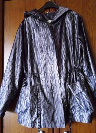 ❤ сатиновая ветровка куртка парка плащ с принтом "косы" большого размера1 фото