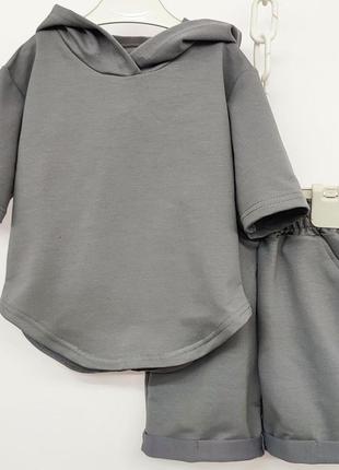 Костюм детский джемпер с капюшоном и шорты для девочки с 1 до 10-11 лет2 фото